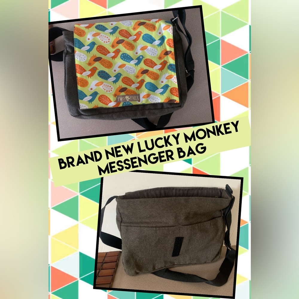 Brand New Lucky Monkey Messaged Bag